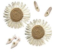 Yeory Flower Clips for Shoes 2Pcs 3.15in Sunflower Pastoral Flower Shoe Clips for Women Minimalist Removable Raffia Shoe Clips Shoe Clips for Flats