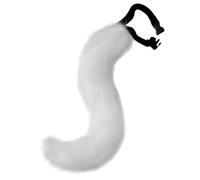 Yeory Fox Tail Artificial 20inch Furry Tail Realistic Faux Fur Tail with Adjustable Waist Belt Built-in Frame Decorative Therian Tail for Cosplay Halloween, White, Faux Fur Tail
