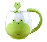 Yeory Frog Ceramic Mug, Hand-Painted Cartoon Frog Coffee Cup with Spoon Animal Cups for Tea, Milk, Coffee, 300ML,3D Frog Cup