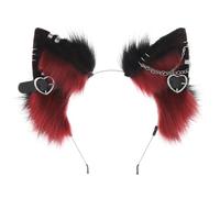 Yeory Furry Fox Wolf Ears, 1PCS Cat Ears Headband, Artificial Cat Ear Headband, Animal Ear Headband Black and Wine Red
