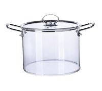 Yeory Glass Saucepan with Lid, 4.L Transparent Simmer Pot with Dual Stainless Steel Handle, Heat- Resistant Glass Pots for Cooking Pasta, Noodle, Soup, Milk, Simmer Pot