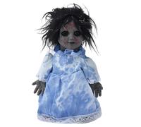 Yeory Halloween Scary Doll 11.8x11 inch Voice-activated Battery Powered Creepy Dolls Halloween Prop for Party Haunted House, Battery Not Included, Horror Dolls