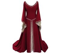 Yeory Medieval Costume Women, Long Embroidery Renaissance Dress, Halloween Costumes for Party, Large, Queen Costume Women