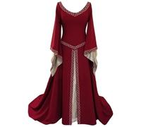 Yeory Medieval Costume Women, Long Embroidery Renaissance Dress, Halloween Costumes for Party, Medium, Queen Costume Women