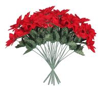 Yeory Poinsettia Artificial Flowers, 6PCS Artificial Christmas Flowers, 15.8 Inch Red Artificial Flowers, Fake Poinsettia Plants