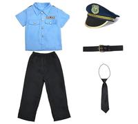 Yeory Police Costume, 5Pcs/Set Police Officer Costume for Boys, Dress Up Kids Officer, Kids Cop Uniform Set L