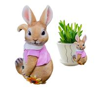 Yeory Rabbit Garden Ornaments Hanging Pot Rabbit Garden Statues Outdoor Easter Bunny Decorations Housewarming Gifts Red, Rabbit Garden Ornaments Outdoor