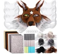 Yeory Therian Mask Kit, DIY Fox Mask Making Kit with Furry Strip, Eye Mesh, Star Sticker and Felt for Masquerade Party Cosplay Costume, Therian