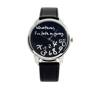 Yeory Unisex Female Women Ladies Girls Whatever,I'm Late Anyway Love Gift Leather Strap Watches Quartz Wrist Watch Leather strap watch