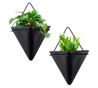 Yeory Wall Planter 2PCS 6 Inch Triangle Wall Mount Ceramic Planter Punch-Free Geometric Hanging Hydroponic Pots Wall Decor for Succulent, Cactus, Faux Plants, Hanging Planter