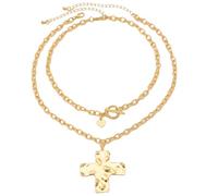 Yeoubi Chunky Cross Necklace for Women Gold Cross Necklaces Dainty Cross Pendant Necklace Cross Faith Pendant Necklaces Gold Jewelry Gifts, Zinc, No Gemstone