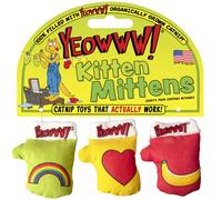 Yeowww 3 Kitten Mittens, Catnip Toys for Cats 3PC, Organic Catnip, Multi Colour Cat Toys