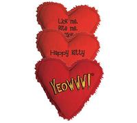 Yeowww! Heart Attack Pack: 3X 100% Organic Catnip Heart Cat Toys, Each with a Different Phrase