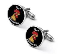Yep I Talk To Chickens Cute Shirt Cufflinks for Men Long Sleeve Suit Metal Cuff Links Jewelry Accessories