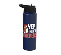 Yep I Talk to Chickens Nerd Chicken Rooster Stainless Steel Insulated Water Bottle