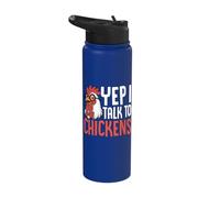 Yep I Talk to Chickens Nerd Chicken Rooster Stainless Steel Insulated Water Bottle