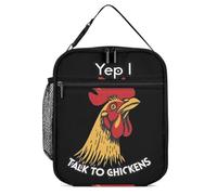 Yep I Talk to Chickens Portable Cute Lunch Bag Reusable Insulated Tote Lunch Box Organizer for Picnic Office