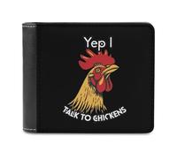 Yep I Talk to Chickens Small Billfold Wallet Front Pocket Wallets Card Holder Slim Passport Purse for Men Women