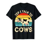 Yep I Talk to Cows - Retro Cow Lover Farmer Dairy Farming T-Shirt