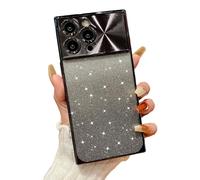 Yepda Square iPhone 14 Pro Max Case Glitter Gradient,Luxury Sparkle & Clear Phone Case Bling Cute for Women Electroplate Full Lens Protection Reinforced Corners Shockproof Edge Protective Cover-Black