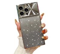 Yepda Square iPhone 14 Pro Max Case Glitter Gradient,Luxury Sparkle & Clear Phone Case Bling Cute for Women Electroplate Full Lens Protection Reinforced Corners Shockproof Edge Protective Cover-Silver