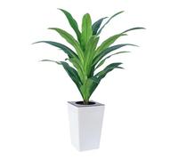 YEPDIN 4FT Artificial Dracaena Tree with White Tall Planter-Tall Potted Faux Plants Indoor -Fake Floor Plant for Home Office Living Room Outdoor