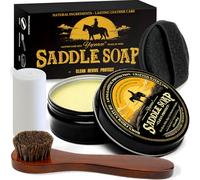 yepeace Saddle Soap 4PC Leather Care Kit - All-Natural 3.52oz Leather Cleaner & Conditioner with Horsehair Brush - Saddle Soap for Boots, Shoes, Bags, Saddles, Car & Jackets