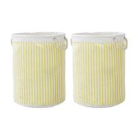 YEPINS 2-Pack Large 62L Collapsible Laundry Basket - Waterproof Laundry Organiser with Handles, Foldable Clothes Hamper Storage Washing Basket for Bathroom/Bedroom, Classic Yellow Stripes Design