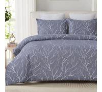 YEPINS Soft Bedding Duvet Cover Set with Zipper Closure and Corner Ties, Blossom/Branch Floral Printed Patter, Grey Branches- Brushed Microfiber Super King Size(260X220CM)