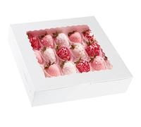 Yeplan 10-Pack Cookie Boxes with Window, 12x12x2.5 Inch Bakery Boxes, White Treat Boxes for Desserts, Donuts, Muffins, Pies, Chocolates - Pastry Packaging for Baked Goods