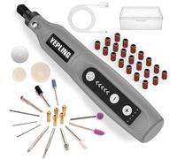 YEPLING Cordless Rotary Tool, 3.7V Li-ion Electric DIY Mini Grinder Kit with Front LED Work Light, 5 Variable Speed, 42pcs Accessories USB Charging Multi-Tool Perfect for Nail Polishing and Light Duty
