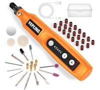 YEPLING Cordless Rotary Tool, 3.7V Li-ion Electric DIY Mini Grinder Kit with Front LED Work Light, 5 Variable Speed, 42pcs Accessories USB Charging Multi-Tool Perfect for Nail Polishing and Light Duty