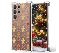 YEPO Clear Christmas Phone Case For Samsung Galaxy S24 Ultra Gingerbread Man,Cute Pattern Design Girls Shockproof Protective Woman Mobile Case For Samsung Galaxy S24 Ultra Kids