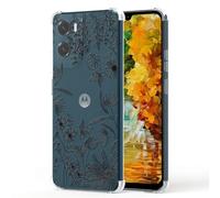 YEPO for Moto G06 Case Floral Clear Flower, Shockproof TPU Protective Bumper Fashion Design Cell Phone Cases Cover for Moto G06 Woman