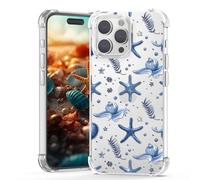 YEPO Transparent Case For iPhone 16 Pro Max Ocean Seashell,Cute Blue Seashell Design For Women Girls Men Boys,Four Corner Reinforced Flexible Protector Clear Shockproof Case For iPhone 16 Pro Max