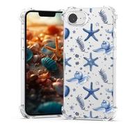 YEPO Transparent Case For iPhone 16e Ocean Seashell,Clear Cute Blue Seashell Design For Women Girls Men Boys,Four Corner Reinforced Flexible Protector Clear Shockproof Case For iPhone 16e