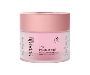 Yepoda The Porefect Pad, Exfoliating Rose Water AHA, BHA & PHA Toner Pads, Gently exfoliating & Pore Refining, Vegan Korean Toner-Pads for All Skin Types, 60 pcs / 120 ml