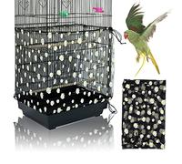 Yepper Adjustable Bird Cage Cover, Bird Cage Seed Catcher, Soft Nylon Mesh Net with Daisy Pattern, Birdcage Cover Skirt Seed Guard for Parrot Parakeet Macaw Round Square Cages (Black)