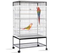 Yepper Bird Cage Seed Catcher, Large Bird Cage Cover, Adjustable Soft Airy Nylon Mesh Net, Birdcage Cover Skirt Seed Guard for Parrot Parakeet Macaw African Round Square Cages (White)