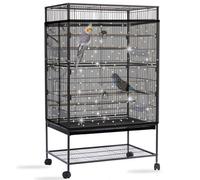 Yepper Bird Cage Seed Catcher, Large Bird Cage Cover, Adjustable Soft Airy Nylon Mesh Net, Birdcage Cover Skirt Seed Guard for Parrot Parakeet Macaw African Round Square Cages (Black, Sequins Star)
