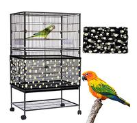 Yepper Large Bird Cage Cover, Bird Cage Seed Catcher, Adjustable Soft Nylon Mesh Net with Daisy Pattern, Birdcage Cover Skirt Seed Guard for Parrot Parakeet Macaw Round Square Cages (Black)