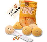 YEPPUPPY Interactive Treat Puzzle Dog Toy - Cute Crinkly Squeaky Hide and Seek Toy for Mental Stimulation and Natural Foraging Skills - Funny Plush Toys ((Chips and Potato Bag)