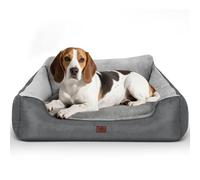 Yeprel Orthopedic Dog Beds Large Sized Dog, Washable Memory Foam Pet Bed with Sides, Large Pet Couch Sofa with Non-Slip Bottom, 31”x26”x7”, Grey