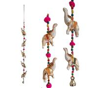 Yepsio Multicoloured Wind Chime 5 Elephant on String with Brass Bell perfect for walls Doors, windows Symbolize Luck deal for Office and Home Decoration (White)