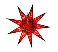 YEPSIO Paper Star Lantern Lampshade 9 Pointed Light Shade Large 60cm Hanging Decoration for Christmas Wedding Home Birthday Party (Red Multi)