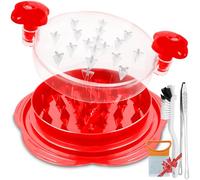 YEPVIE Chicken Shredder Tool Twister Large, Multifunctional Chicken Breast Shredder with Brush & Onion Holder for Slicing & Kitchen Tong, Meat Shredder for Chicken Breast, and Vegetable (Red)