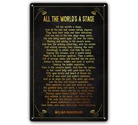 Yepyayqvk All The Worlds A Stage Poem Wall Decor William Shakespeare Quote Wall Art Poetry Poster Decorative Vertical Painting Decorations for Living Room 8"x12"
