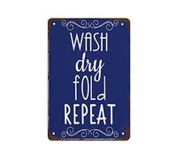 Yepyayqvk Laundry Room Decor Laundry Room Prints Wall Art Laundry Sign Wash Dry Fold Repeat Laundry Art Prints Laundry Poster Navy Blue Funny Vintage Metal Tin Sign For Home Bathroom Coffee 8"x12"