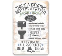 Yepyayqvk Metal Sign - A Sensitive Septic System - Durable Metal Sign - Use Indoor/Outdoor - Makes a Witty and Clever Bathroom Sign and Decor 8x12 Inch