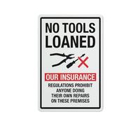 Yepyayqvk No Tools Loaned - Regulations Prohibit Anyone Doing Their Own Repairs On These Premises Landscape Sign Home Kitchen Farm Garden Garage Wall Decor 8x12 Inch
